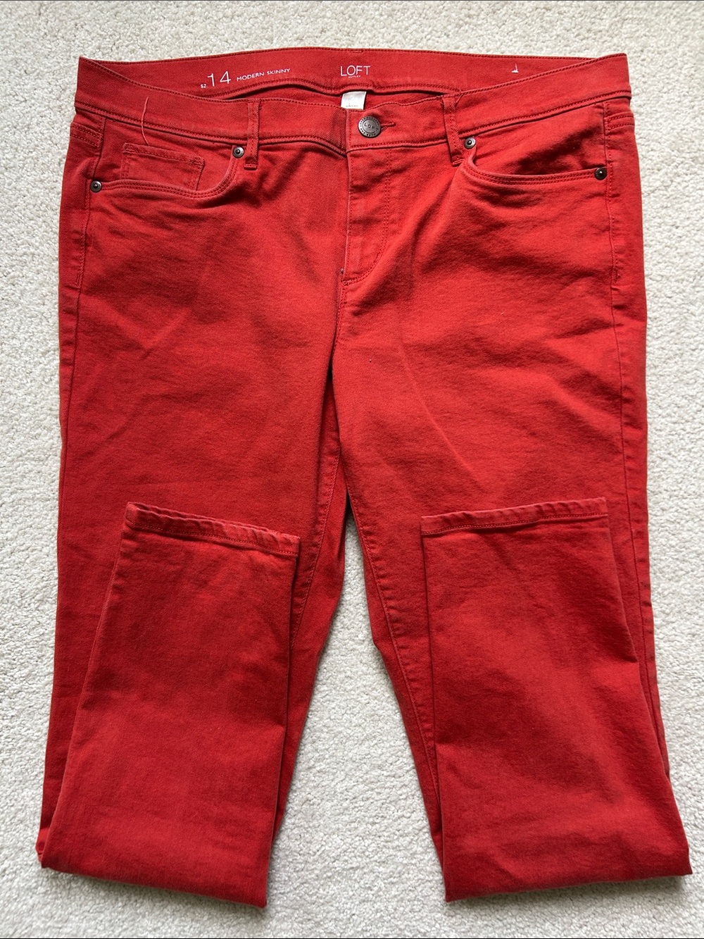LOFT Crimson Modern Skinny Jeans, Size 14